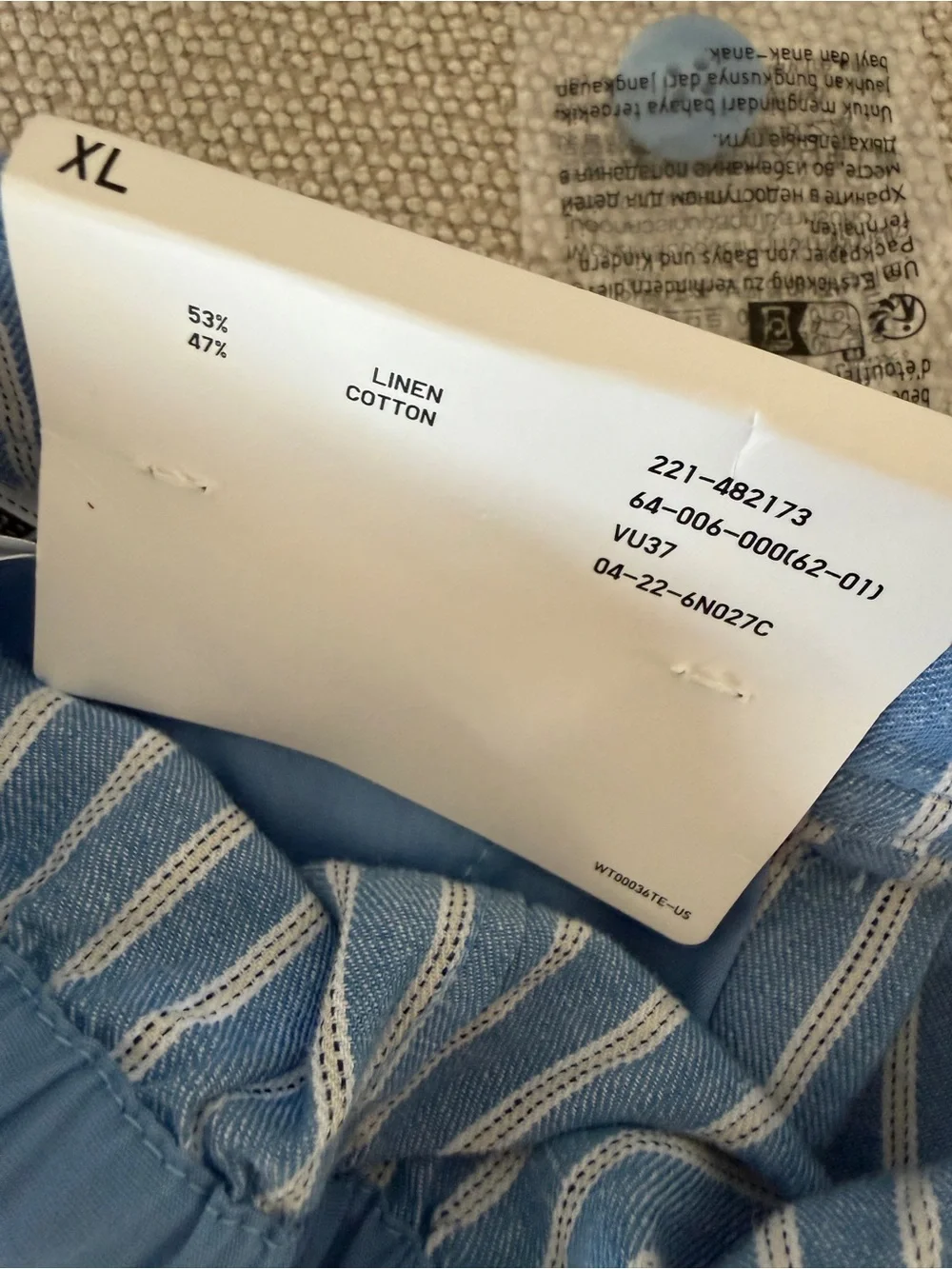 Women's Blue & White Striped Linen Cotton Shorts